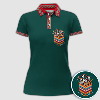 Funny Mariachi Skeleton Golf Pattern Shirt, Cinco De Mayo Golf Shirt For Men, Fiesta Gift