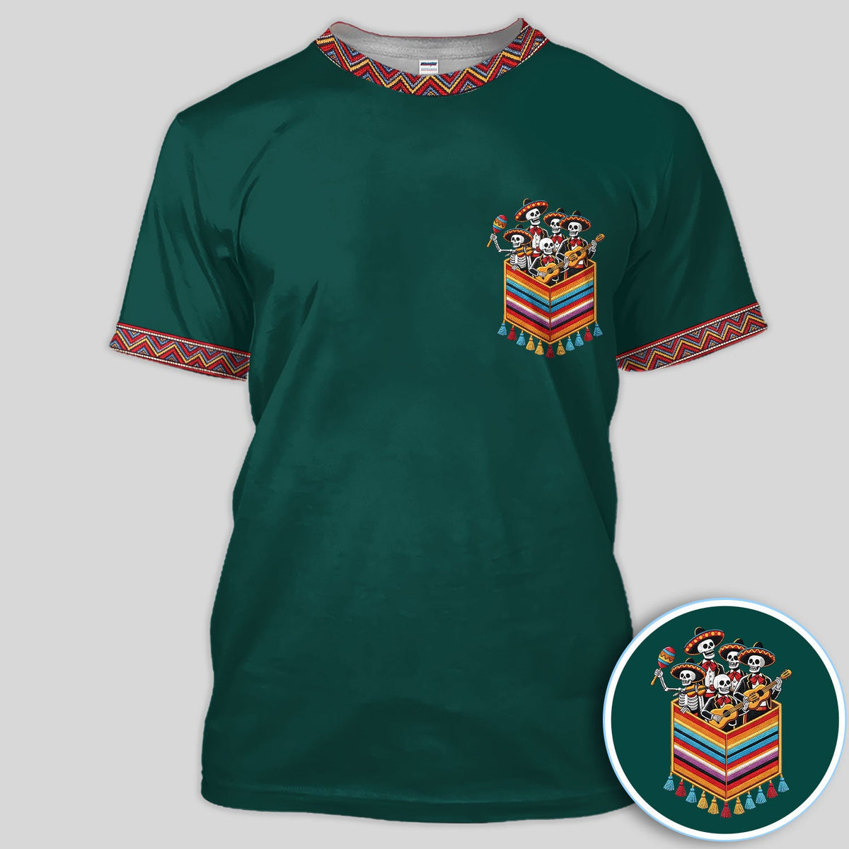 Funny Mariachi Skeleton Golf Pattern Shirt, Cinco De Mayo Golf Shirt For Men, Fiesta Gift