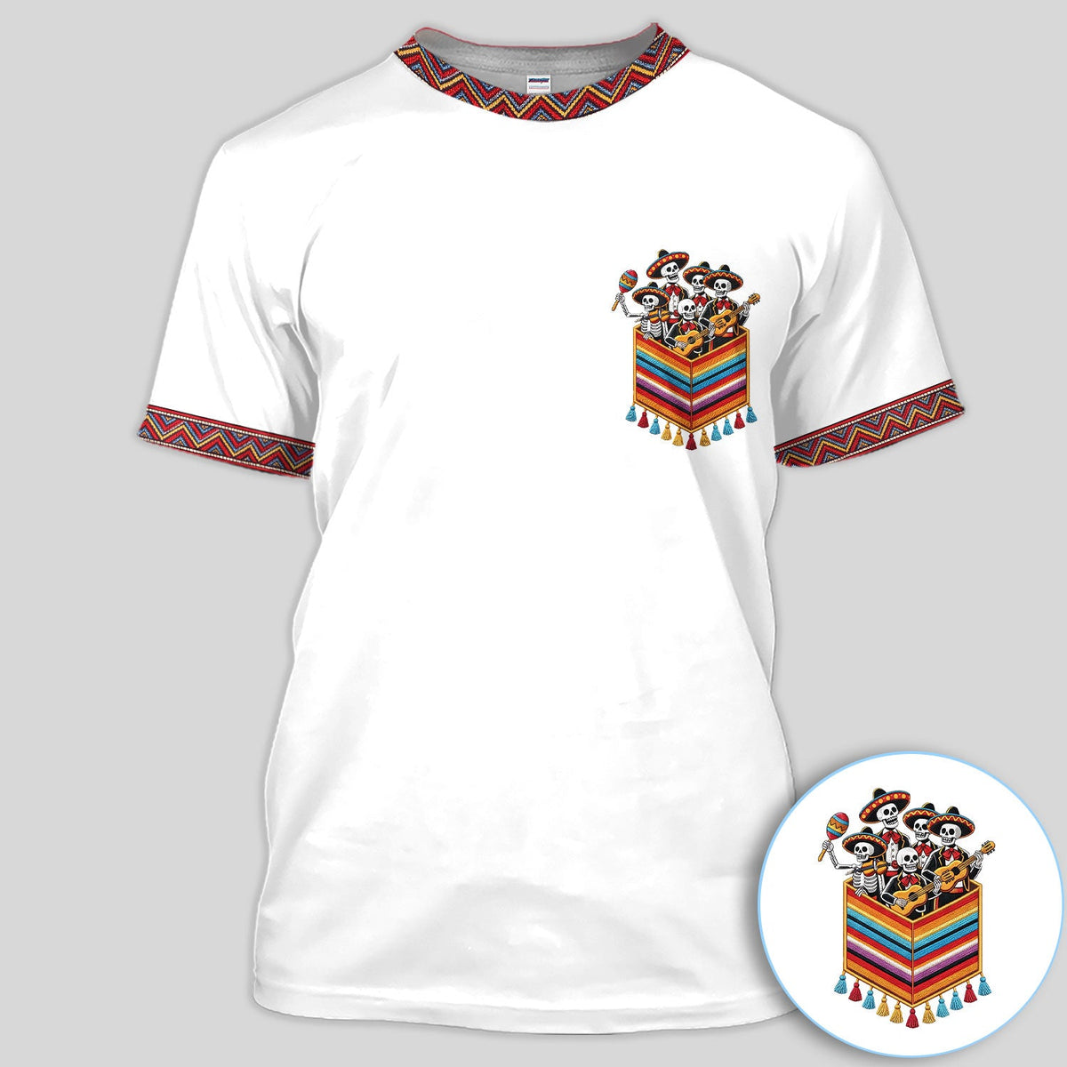 Funny Mariachi Skeleton Golf Pattern Shirt, Cinco De Mayo Golf Shirt For Men, Fiesta Gift