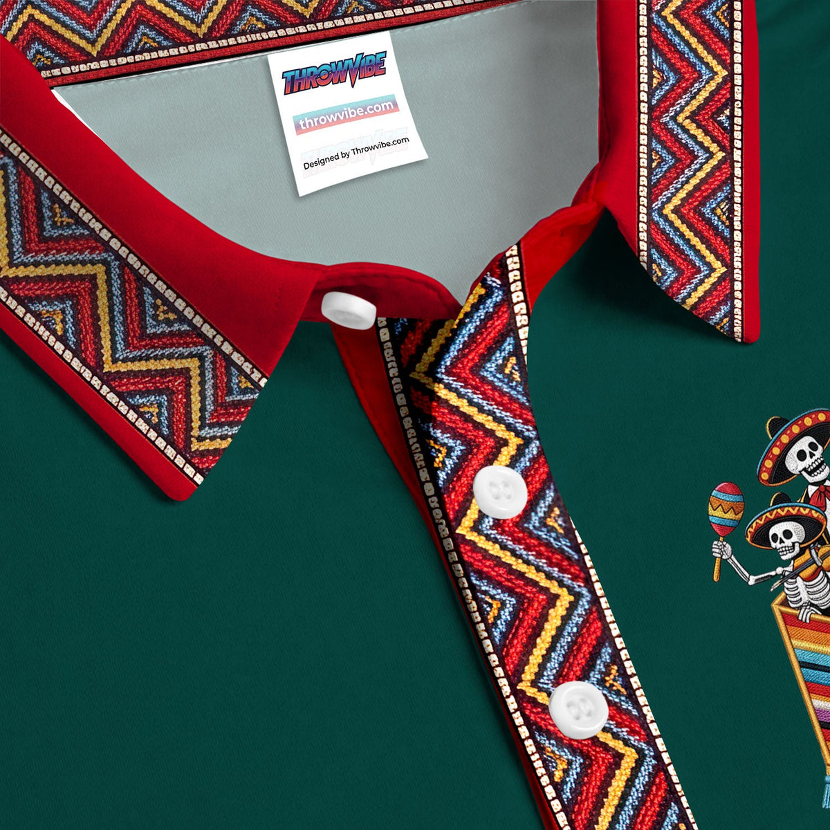 Funny Mariachi Skeleton Golf Pattern Shirt, Cinco De Mayo Golf Shirt For Men, Fiesta Gift