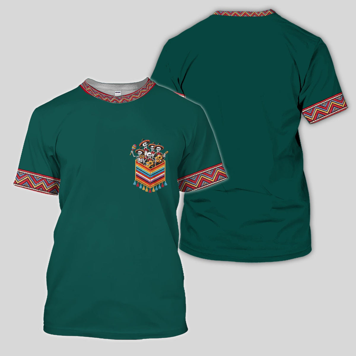 Funny Mariachi Skeleton Golf Pattern Shirt, Cinco De Mayo Golf Shirt For Men, Fiesta Gift