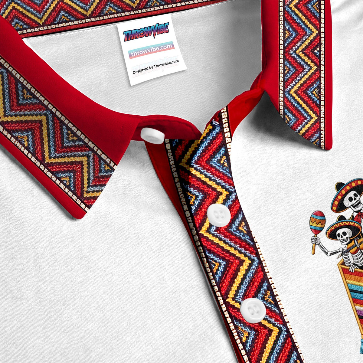 Funny Mariachi Skeleton Golf Pattern Shirt, Cinco De Mayo Golf Shirt For Men, Fiesta Gift