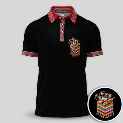 Funny Mariachi Skeleton Golf Pattern Shirt, Cinco De Mayo Golf Shirt For Men, Fiesta Gift