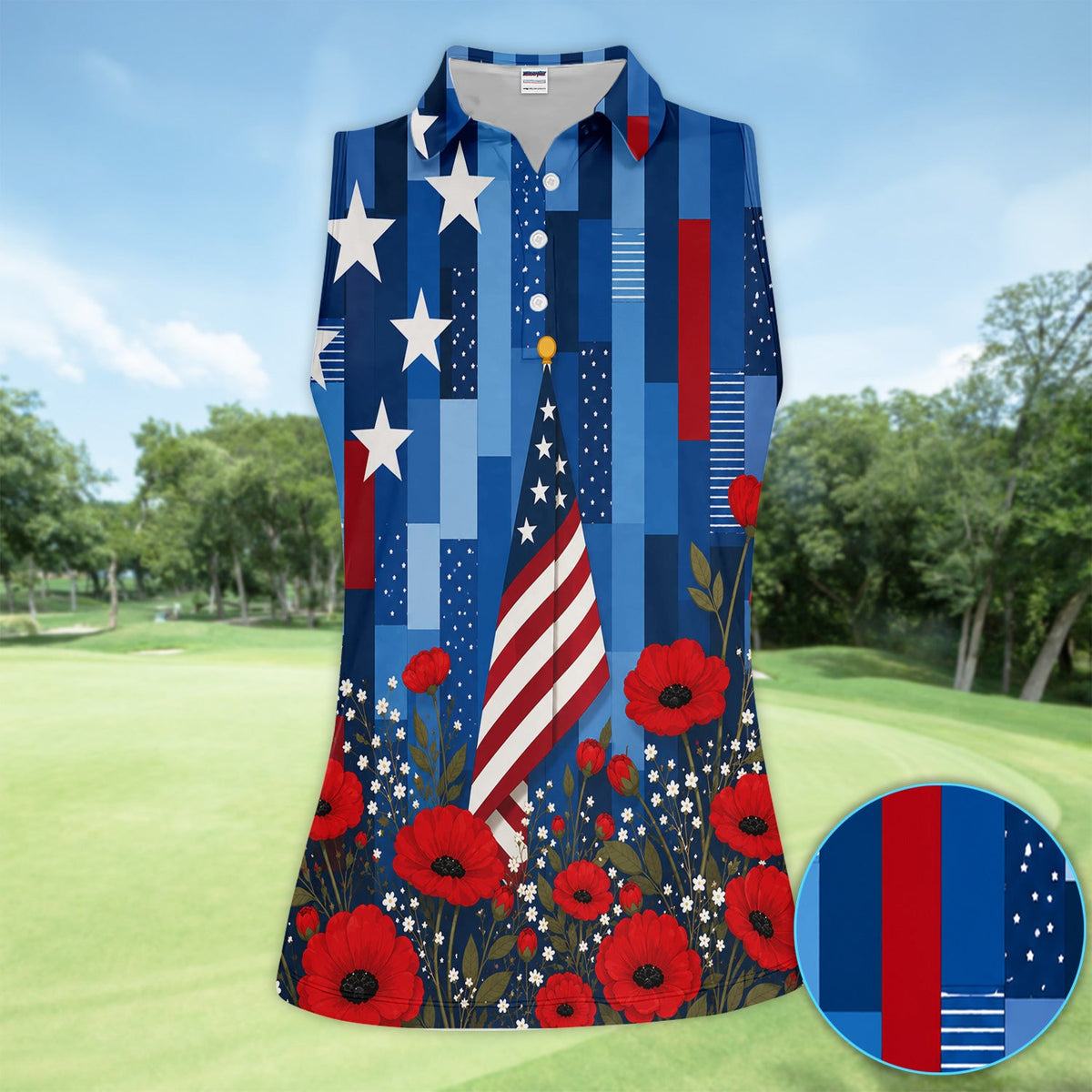 Bold American Flag Poppy Flower 4th July Pattern Shirt For Women, Patriotic Floral USA Flag Shirt For Women, Memorial Day Gift