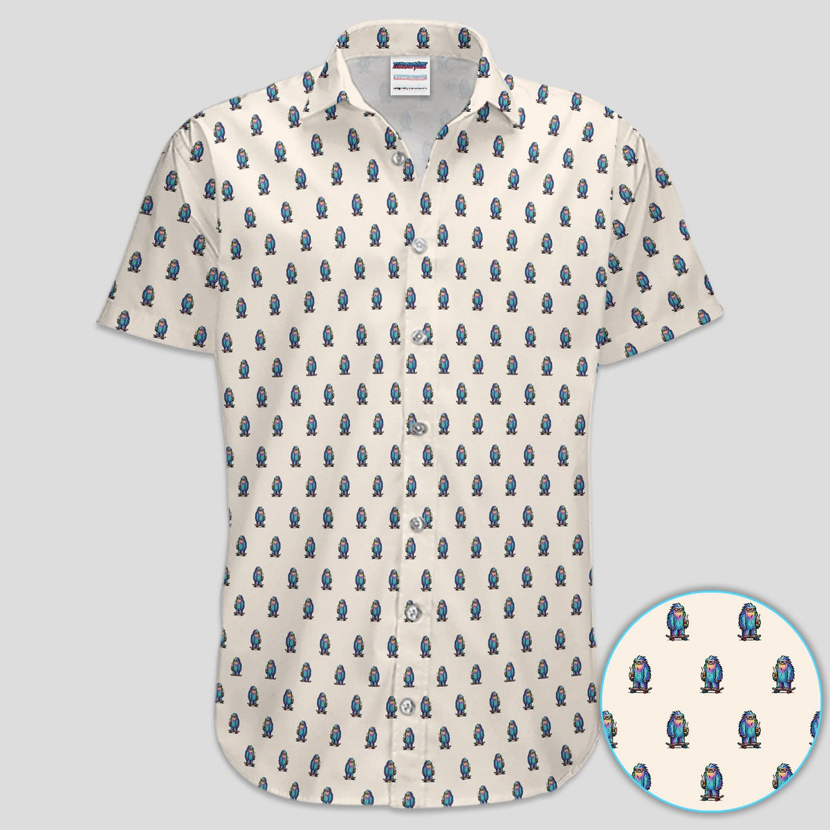 Funny Yeti Pattern Golf Polos, Bigfoot Coffee Skateboard Golf Shirt, Crazy Golf Shirts For Men