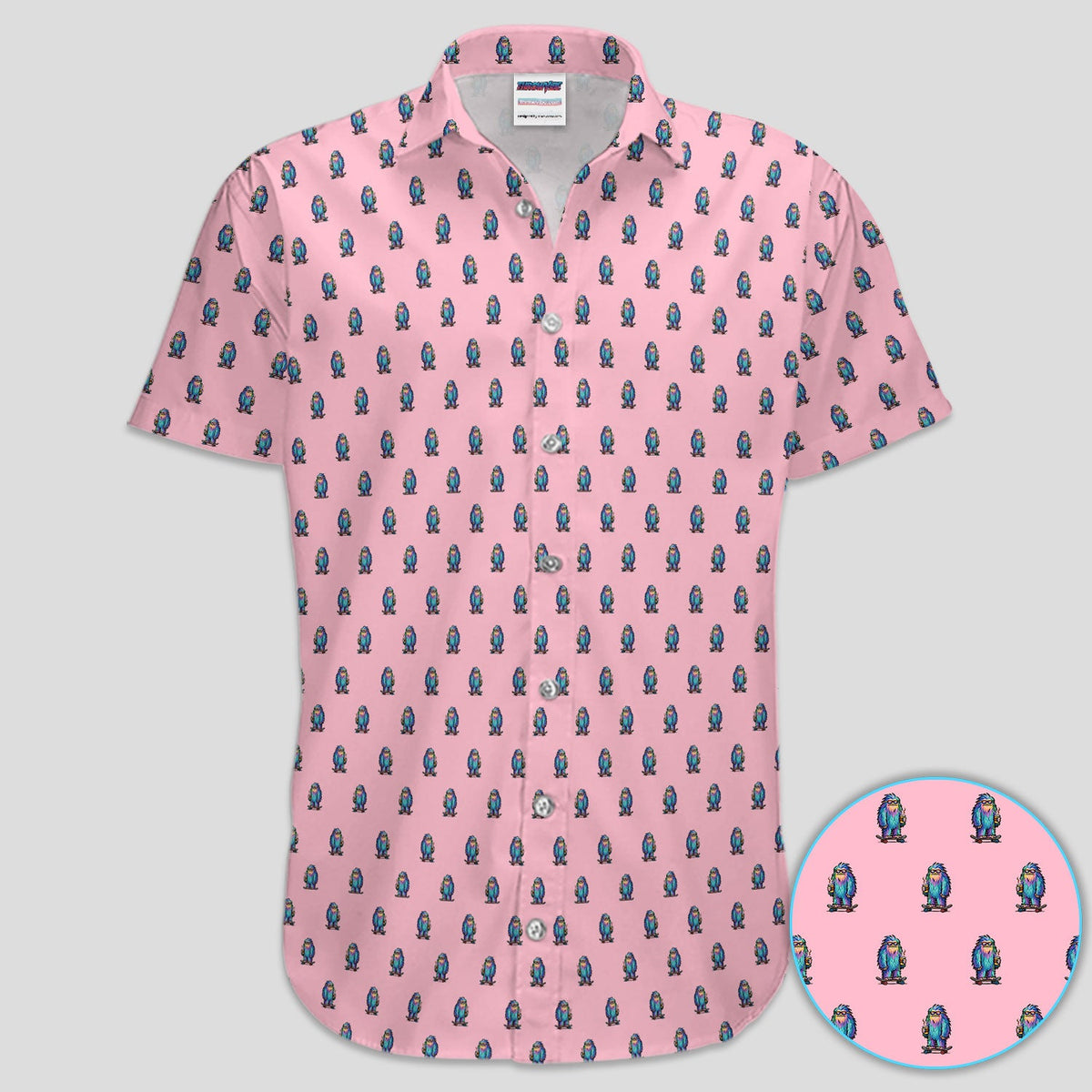 Funny Yeti Pattern Golf Polos, Bigfoot Coffee Skateboard Golf Shirt, Crazy Golf Shirts For Men
