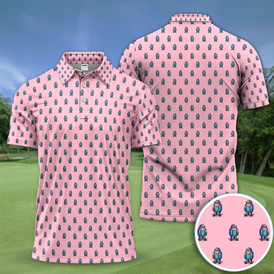 Funny Yeti Pattern Golf Polos, Bigfoot Coffee Skateboard Golf Shirt, Crazy Golf Shirts For Men