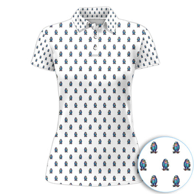 Funny Yeti Pattern Golf Polos, Bigfoot Coffee Skateboard Golf Shirt, Crazy Golf Shirts For Men
