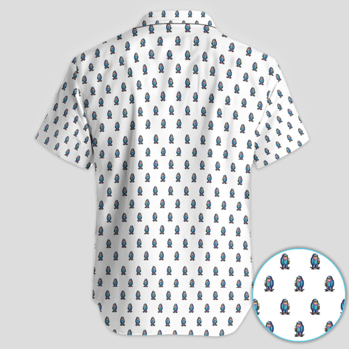Funny Yeti Pattern Golf Polos, Bigfoot Coffee Skateboard Golf Shirt, Crazy Golf Shirts For Men