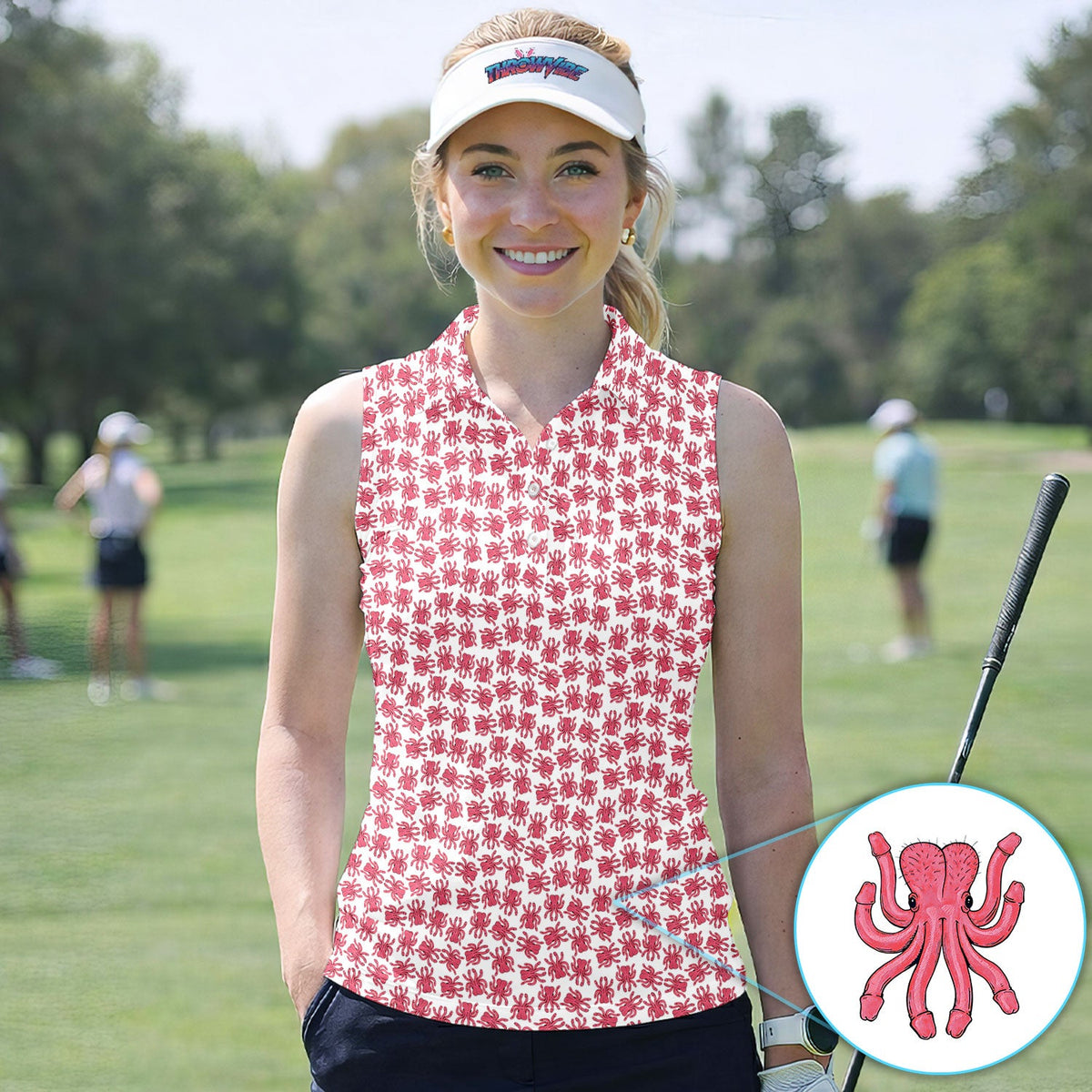 Pink Octopus Golf Pattern Shirt, Cute Sea Animal Golf Shirt For Men, Ocean Lover Gift