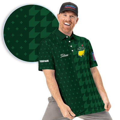 Custom Name Masters Tournament Golf Pattern Shirt, Green Geometric Golf Shirt For Men, Golfer Gift