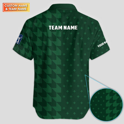 Custom Name Masters Tournament Golf Pattern Shirt, Green Geometric Golf Shirt For Men, Golfer Gift