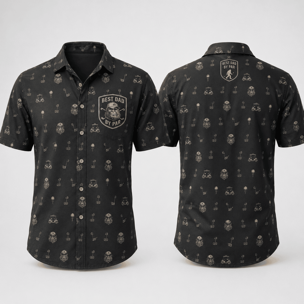 Best Dad By Par Golf Shirt for Men – Funny Retro Gorilla Golf Polo Father’s Day Gift for Dad