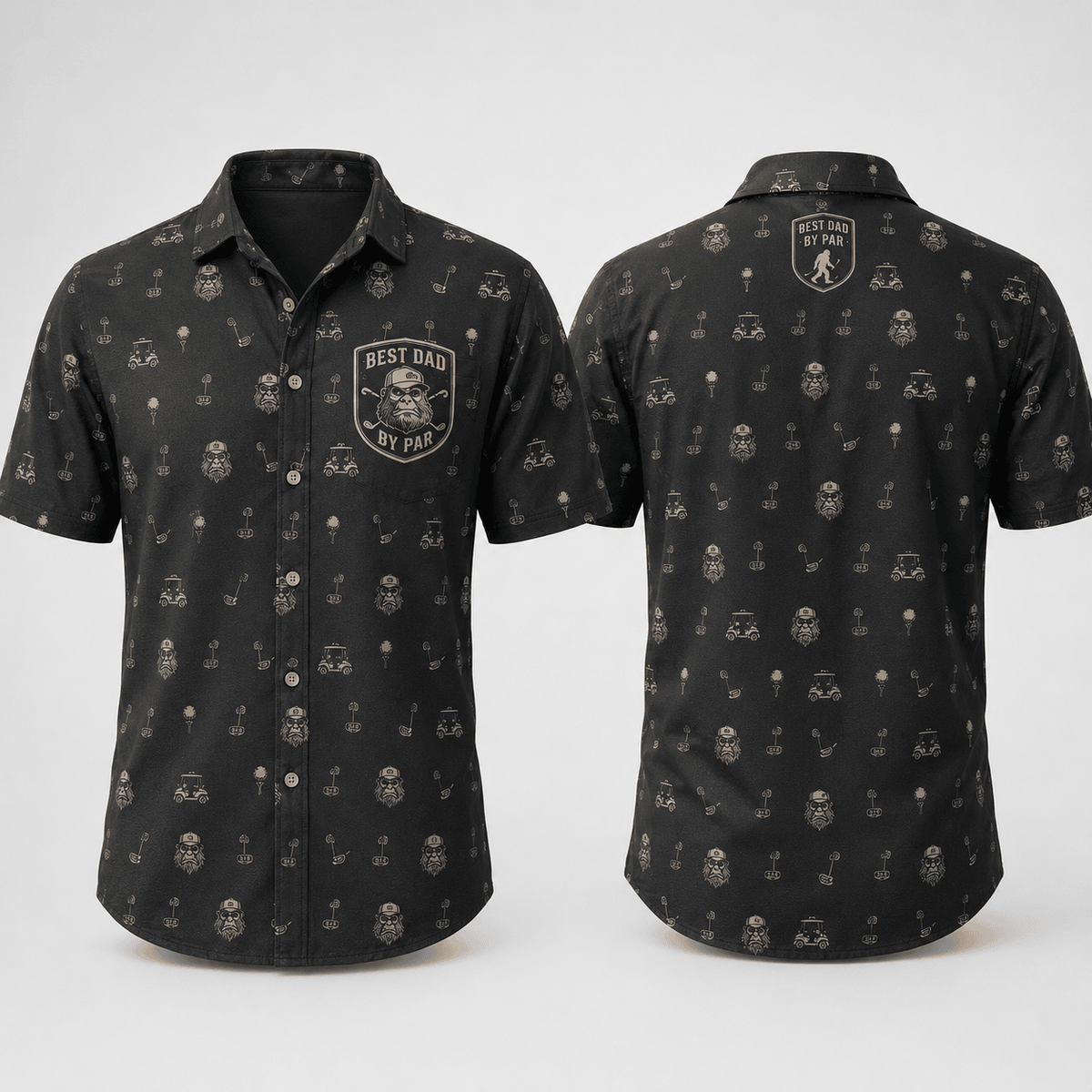Best Dad By Par Golf Shirt for Men – Funny Retro Gorilla Golf Polo Father’s Day Gift for Dad