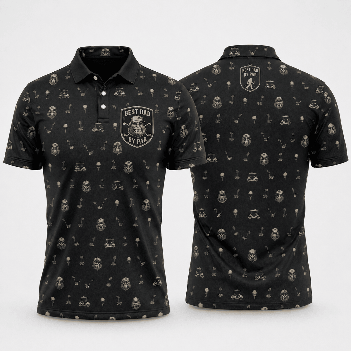 Best Dad By Par Golf Shirt for Men – Funny Retro Gorilla Golf Polo Father’s Day Gift for Dad