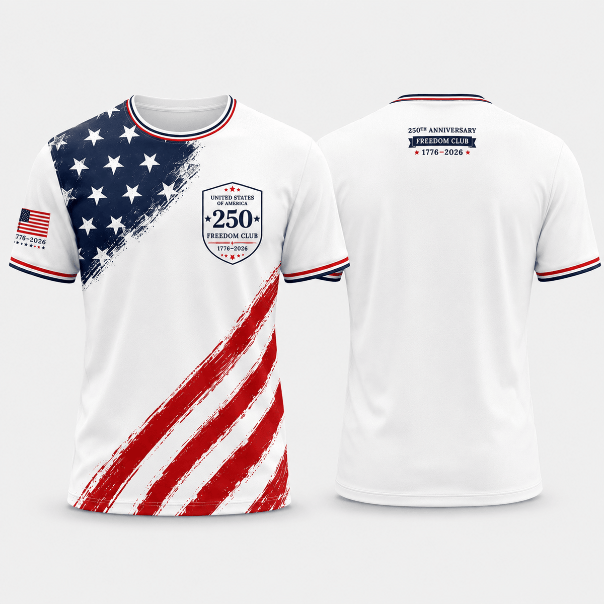 United States of America 250 Freedom Club Polo Shirt – Patriotic 4th of July 1776–2026 Anniversary Golf Shirt