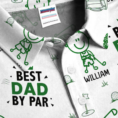 Personalized Best Dad By Par Golf Pattern Shirt, Custom Name Golf Polo For Men, Father's Day Gift