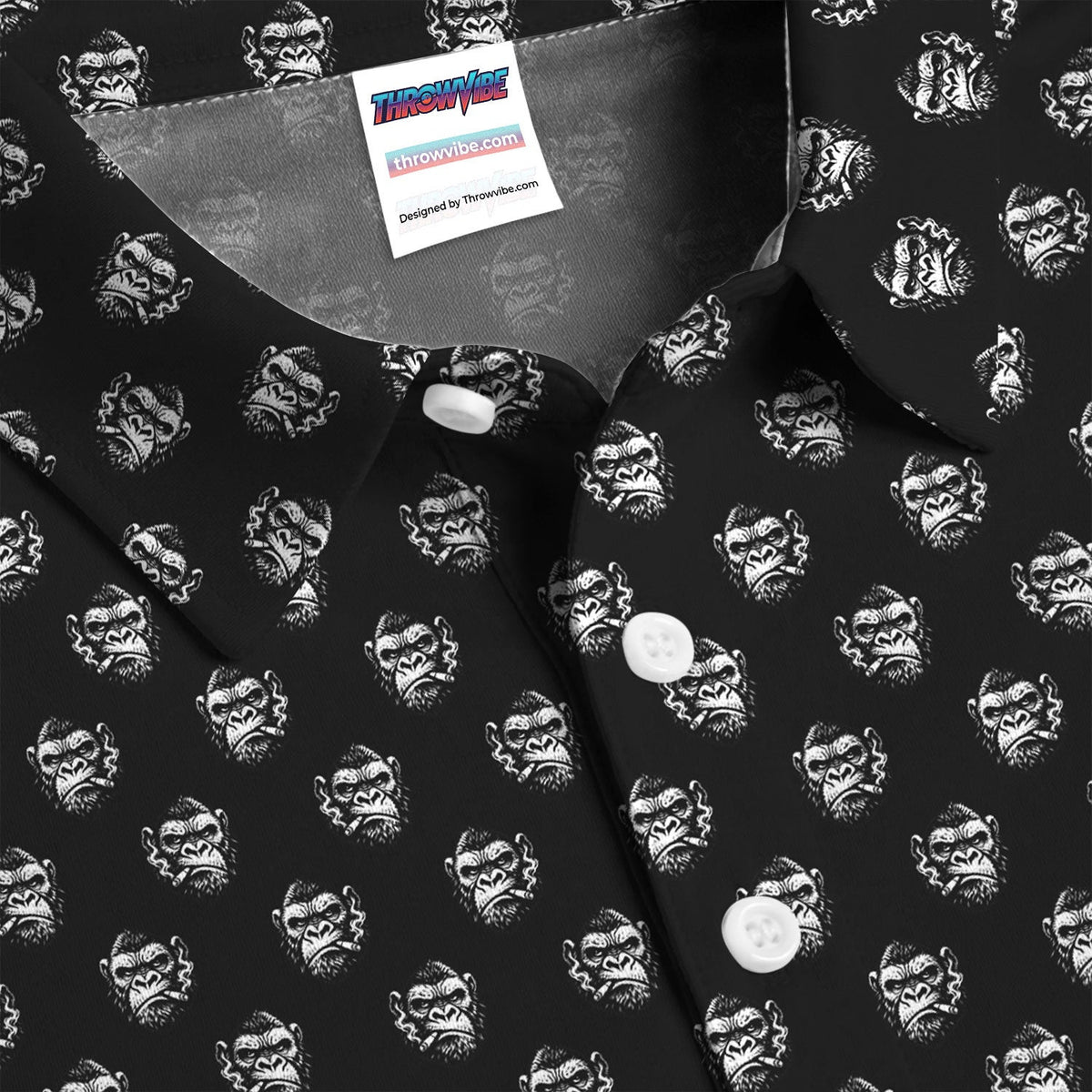 Bold Smoking Gorilla Golf Pattern Shirt, Gorilla Head Golf Shirt For Men, Monkey Lover Gift