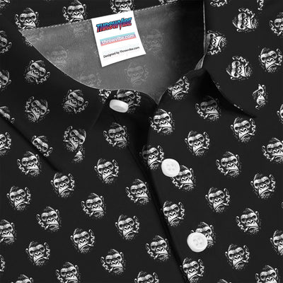 Bold Smoking Gorilla Golf Pattern Shirt, Gorilla Head Golf Shirt For Men, Monkey Lover Gift
