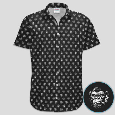 Bold Smoking Gorilla Golf Pattern Shirt, Gorilla Head Golf Shirt For Men, Monkey Lover Gift