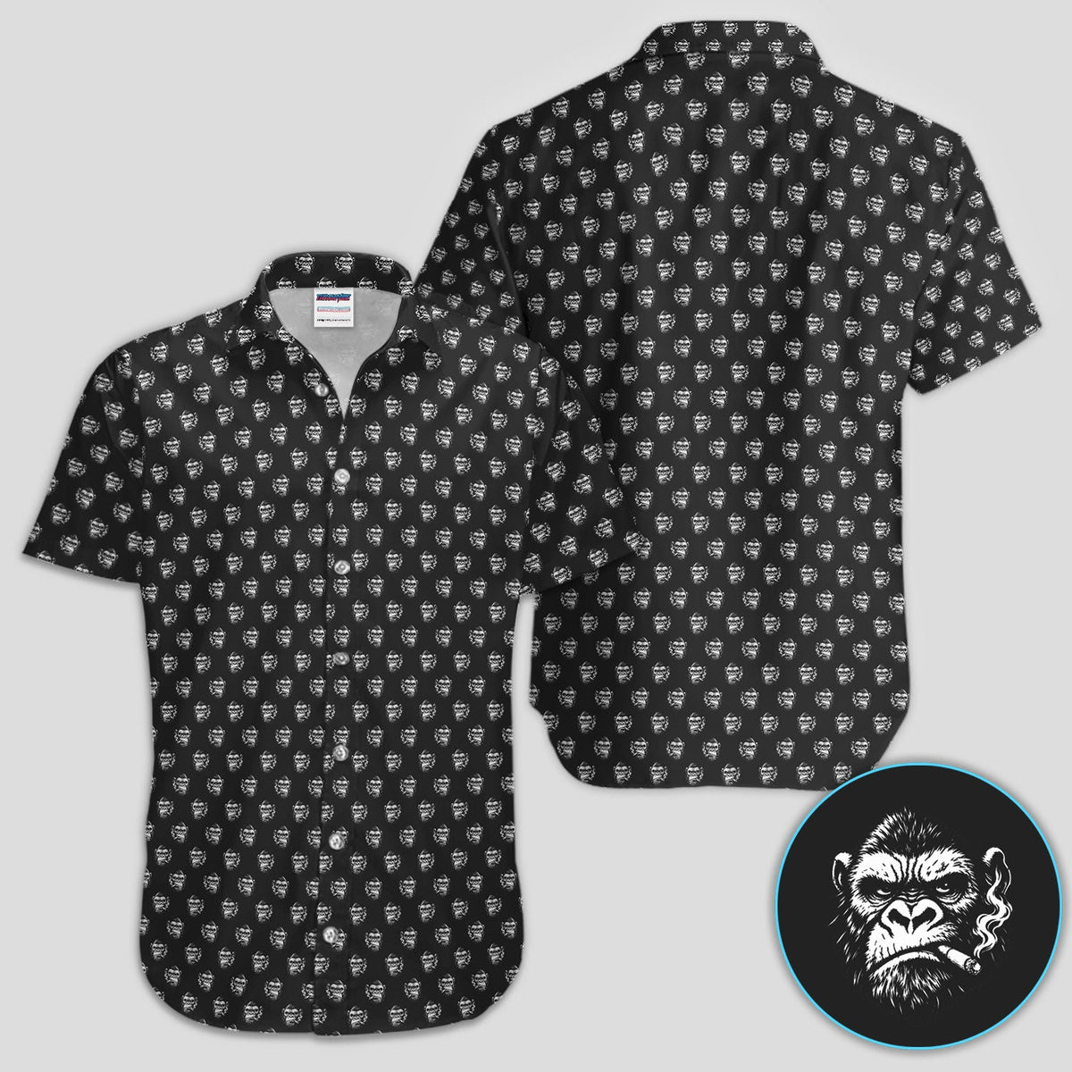 Bold Smoking Gorilla Golf Pattern Shirt, Gorilla Head Golf Shirt For Men, Monkey Lover Gift