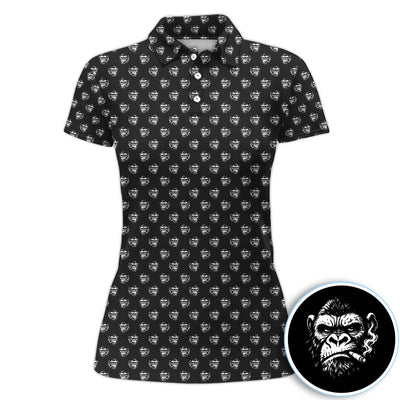 Bold Smoking Gorilla Golf Pattern Shirt, Gorilla Head Golf Shirt For Men, Monkey Lover Gift