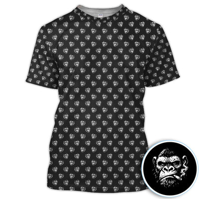 Bold Smoking Gorilla Golf Pattern Shirt, Gorilla Head Golf Shirt For Men, Monkey Lover Gift