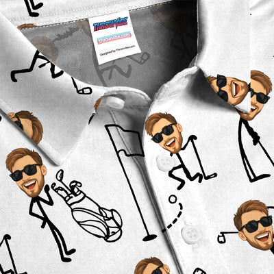 Personalized Funny Face Golf Pattern Shirt, Custom Face Golf Shirt For Men, Men's Golf Gift