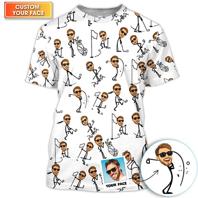 Personalized Funny Face Golf Pattern Shirt, Custom Face Golf Shirt For Men, Men's Golf Gift