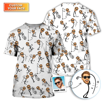 Personalized Funny Face Golf Pattern Shirt, Custom Face Golf Shirt For Men, Men's Golf Gift