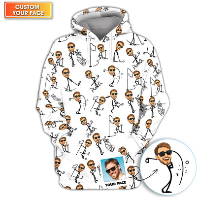 Personalized Funny Face Golf Pattern Shirt, Custom Face Golf Shirt For Men, Men's Golf Gift