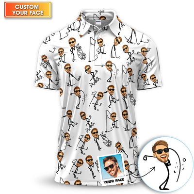 Personalized Funny Face Golf Pattern Shirt, Custom Face Golf Shirt For Men, Men's Golf Gift