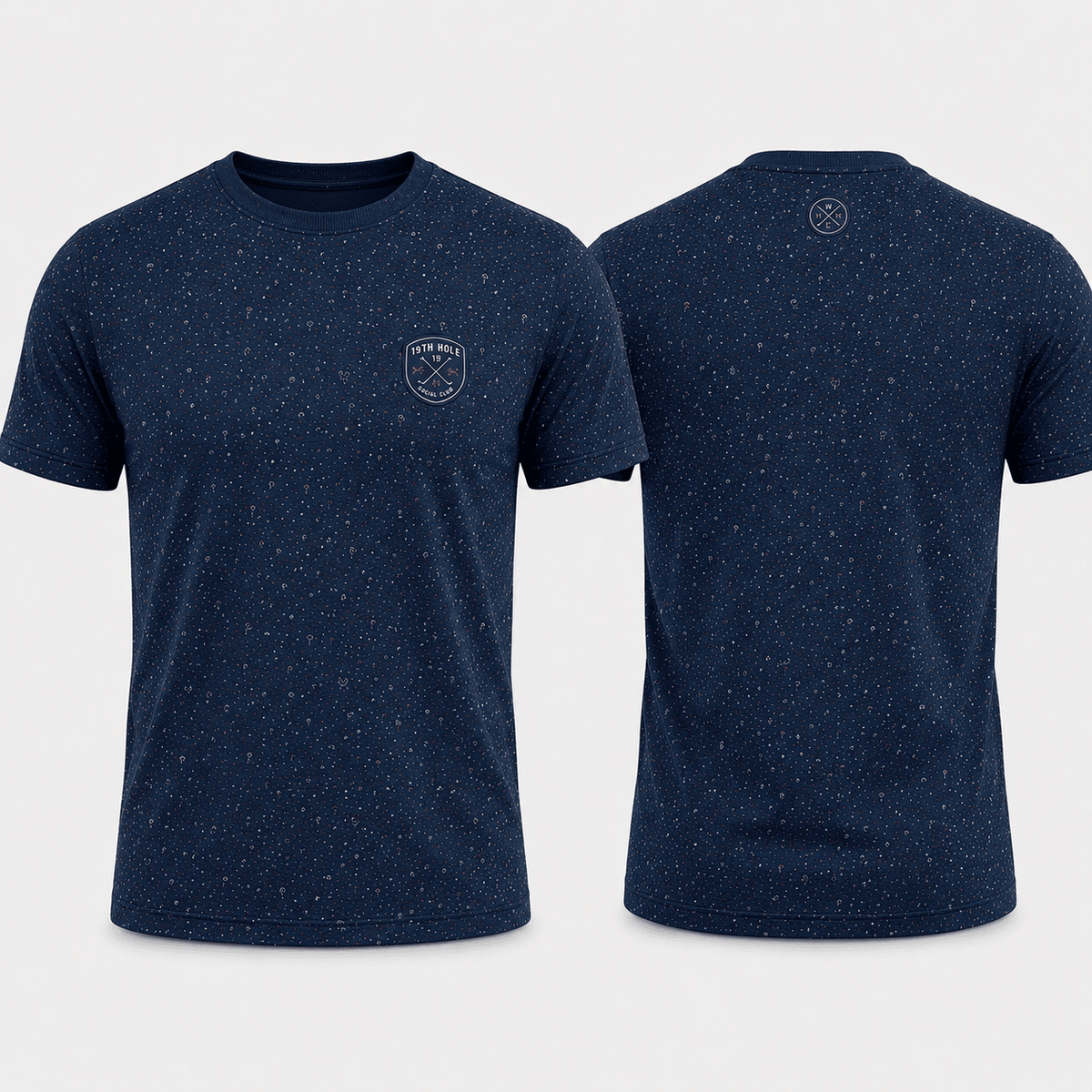 19th Hole Social Club Polo Shirt for Men – Premium Navy Micro Speckle Performance Golf Polo Shirt