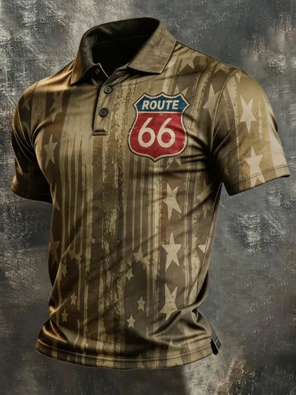 Men's Casual US Route 66 100Th Anniversary Printed Round Neck T-Shirt 9