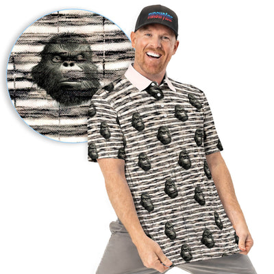 Funny Gorilla Pattern Golf Polos, Angry Ape Golf Shirt, Crazy Golf Shirts For Men