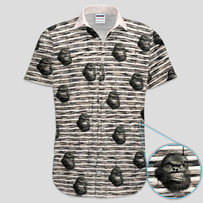 Funny Gorilla Pattern Golf Polos, Angry Ape Golf Shirt, Crazy Golf Shirts For Men