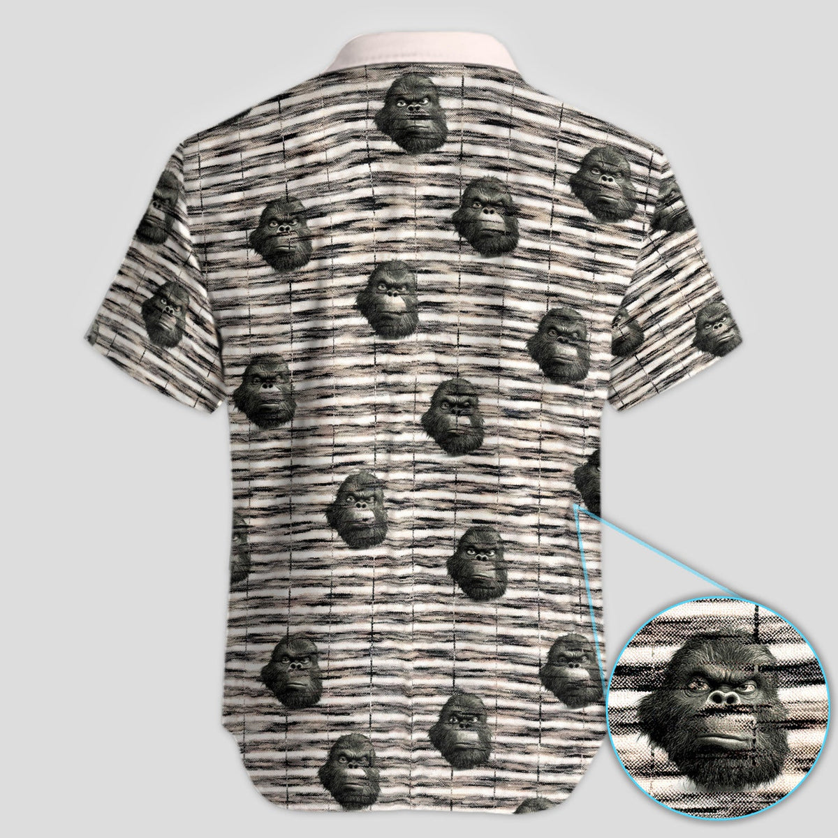 Funny Gorilla Pattern Golf Polos, Angry Ape Golf Shirt, Crazy Golf Shirts For Men