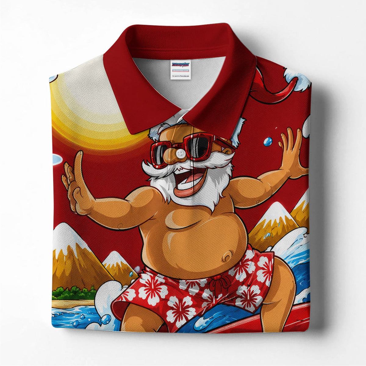 Funny Santa Surfing Pattern Shirt, Surfing Santa Hawaiian Shirt For Men, Christmas Beach Gift