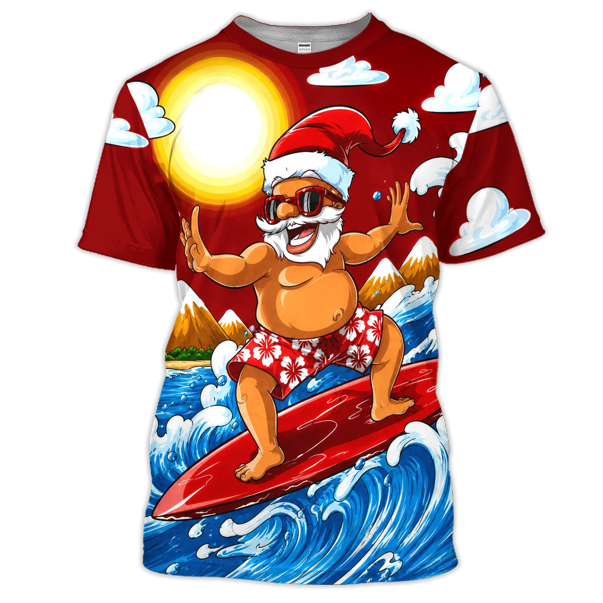 Funny Santa Surfing Pattern Shirt, Surfing Santa Hawaiian Shirt For Men, Christmas Beach Gift