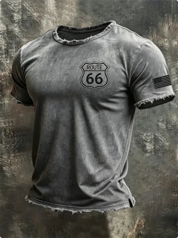 Men's Casual US Route 66 100Th Anniversary Printed Round Neck T-Shirt 3