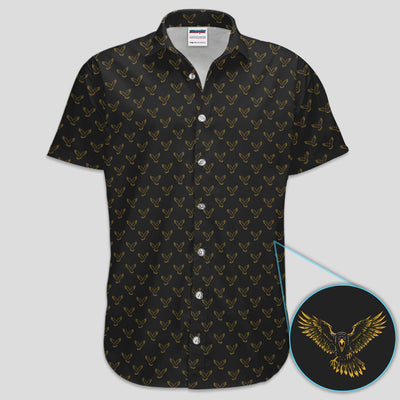 Golden Eagle Pattern Shirt, Eagle Golf Polo Shirt For Men, Bird Lover Gift