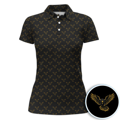 Golden Eagle Pattern Shirt, Eagle Golf Polo Shirt For Men, Bird Lover Gift