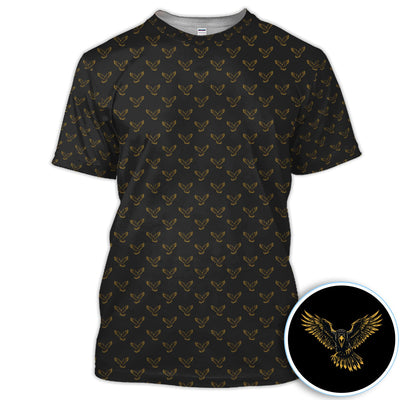 Golden Eagle Pattern Shirt, Eagle Golf Polo Shirt For Men, Bird Lover Gift