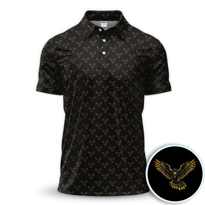 Golden Eagle Pattern Shirt, Eagle Golf Polo Shirt For Men, Bird Lover Gift