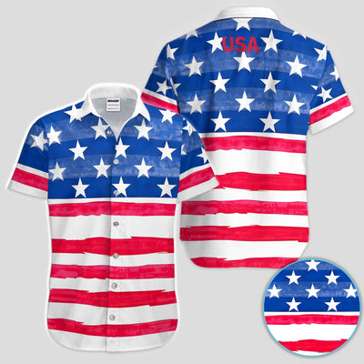 American Flag Pattern Golf Polos, Patriotic USA Golf Shirt, July 4th Golf Shirts For Men