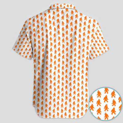 Funny Orange Bigfoot Golf Pattern Shirt, Sasquatch Golf Shirt For Men, Cryptid Lover Gift