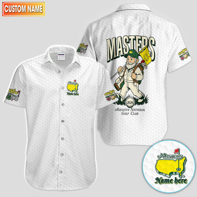 Personalized White Hexagon Golf Pattern Shirt, Custom Name Masters Style Golf Polo Shirt For Men, Golf Lover Gift