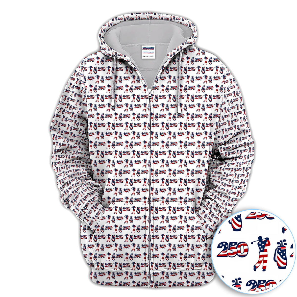 USA 250th Anniversary Golf Polo Shirt For Men, Patriotic Golfer Red White Blue 250 Pattern Polo, Golfer Gift