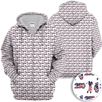 USA 250th Anniversary Golf Polo Shirt For Men, Patriotic Golfer Red White Blue 250 Pattern Polo, Golfer Gift