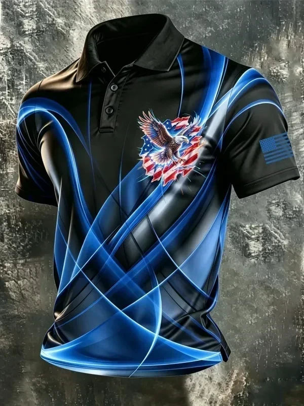 Men's American Flag Print Polo Shirt 4